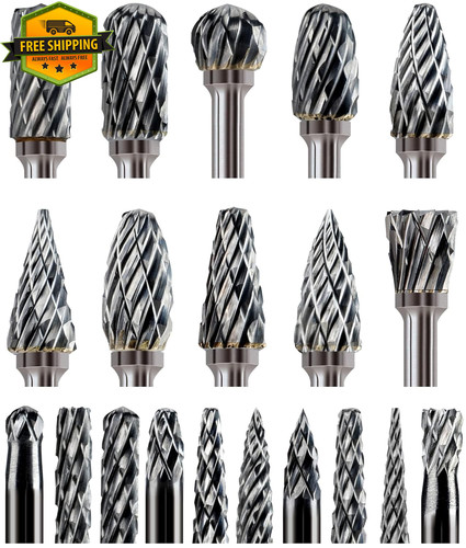 20pcs carbide burr bits 8in - carbide,